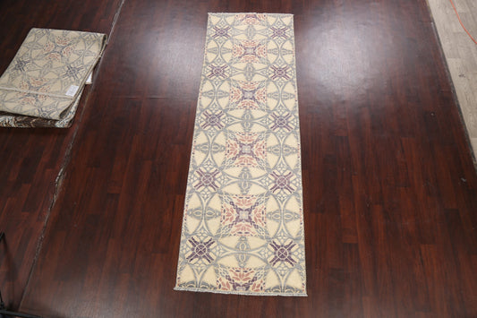 Vegetable Dye Abstract Oriental Runner Rug 3x10