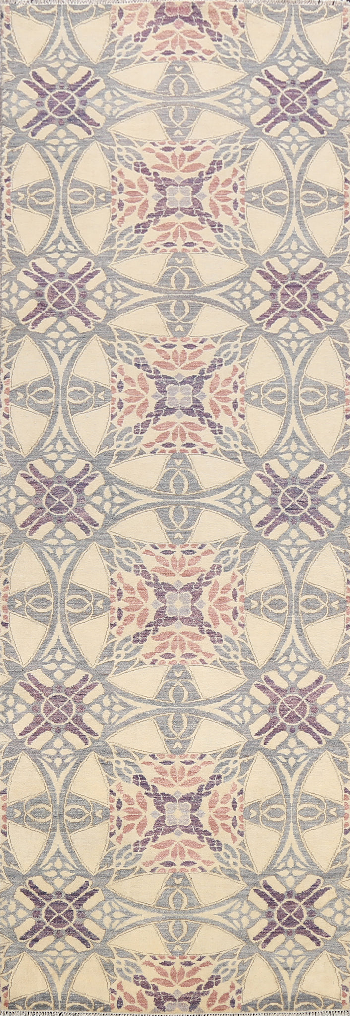 Vegetable Dye Abstract Oriental Runner Rug 3x10