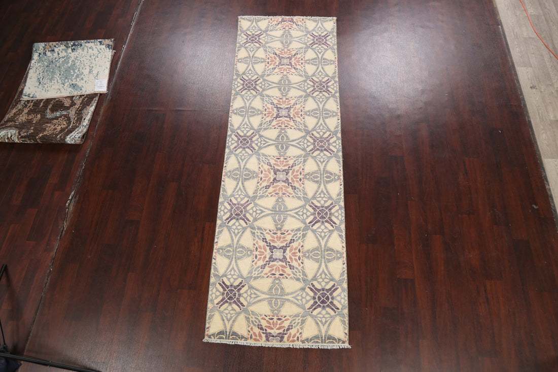 All-Over Geometric Abstract Oriental Runner Rug 3x10