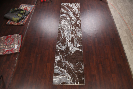 Artistic Modern Abstract Oriental Runner Rug 3x12