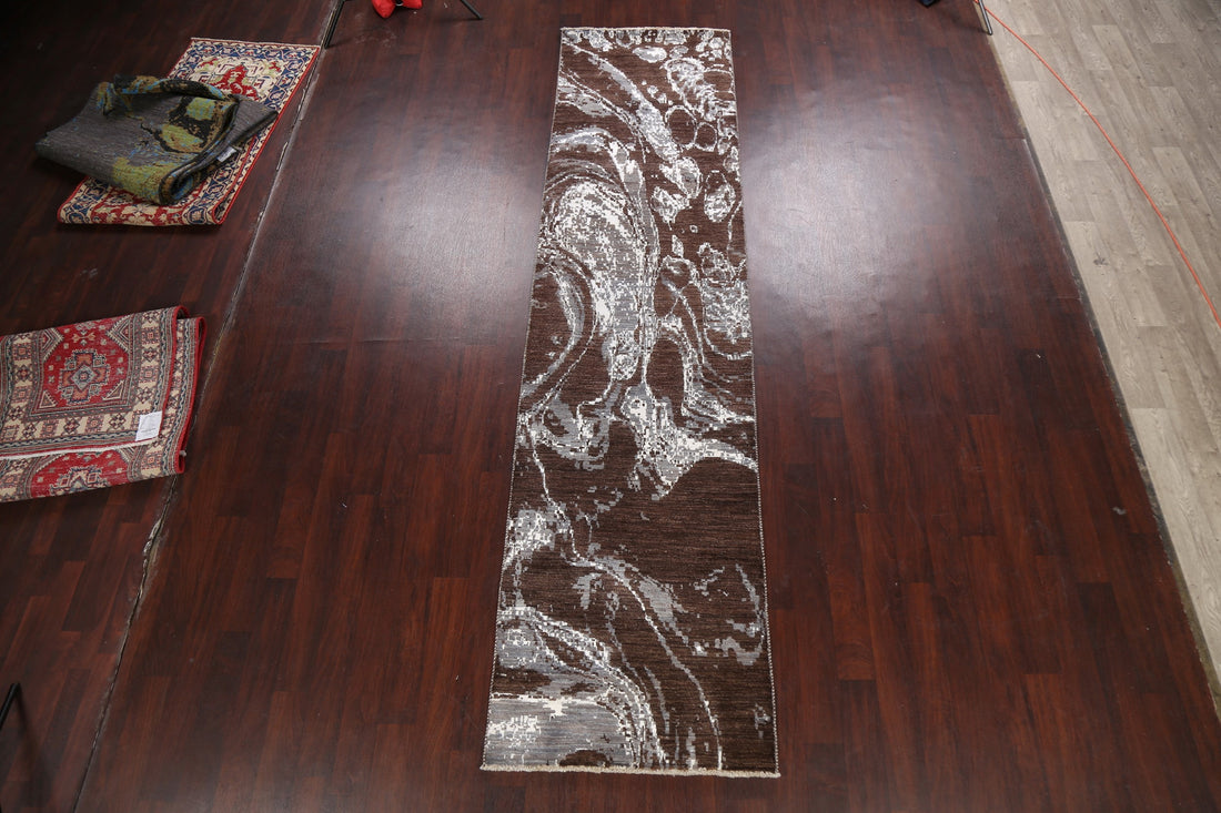 Artistic Modern Abstract Oriental Runner Rug 3x12