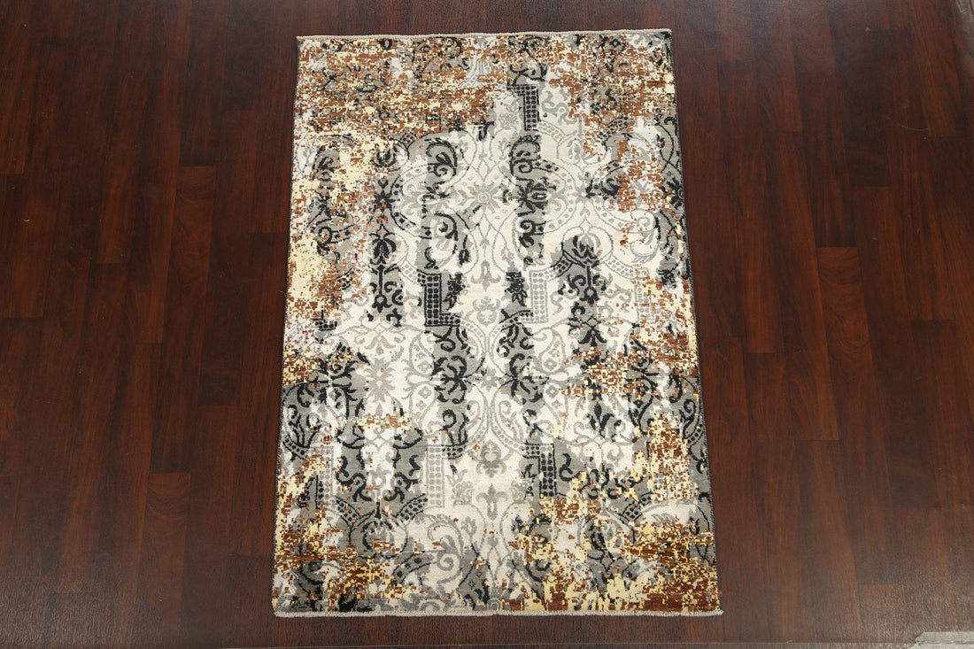 Vegetable Dye Contemporary Abstract Oriental Area Rug 4x6