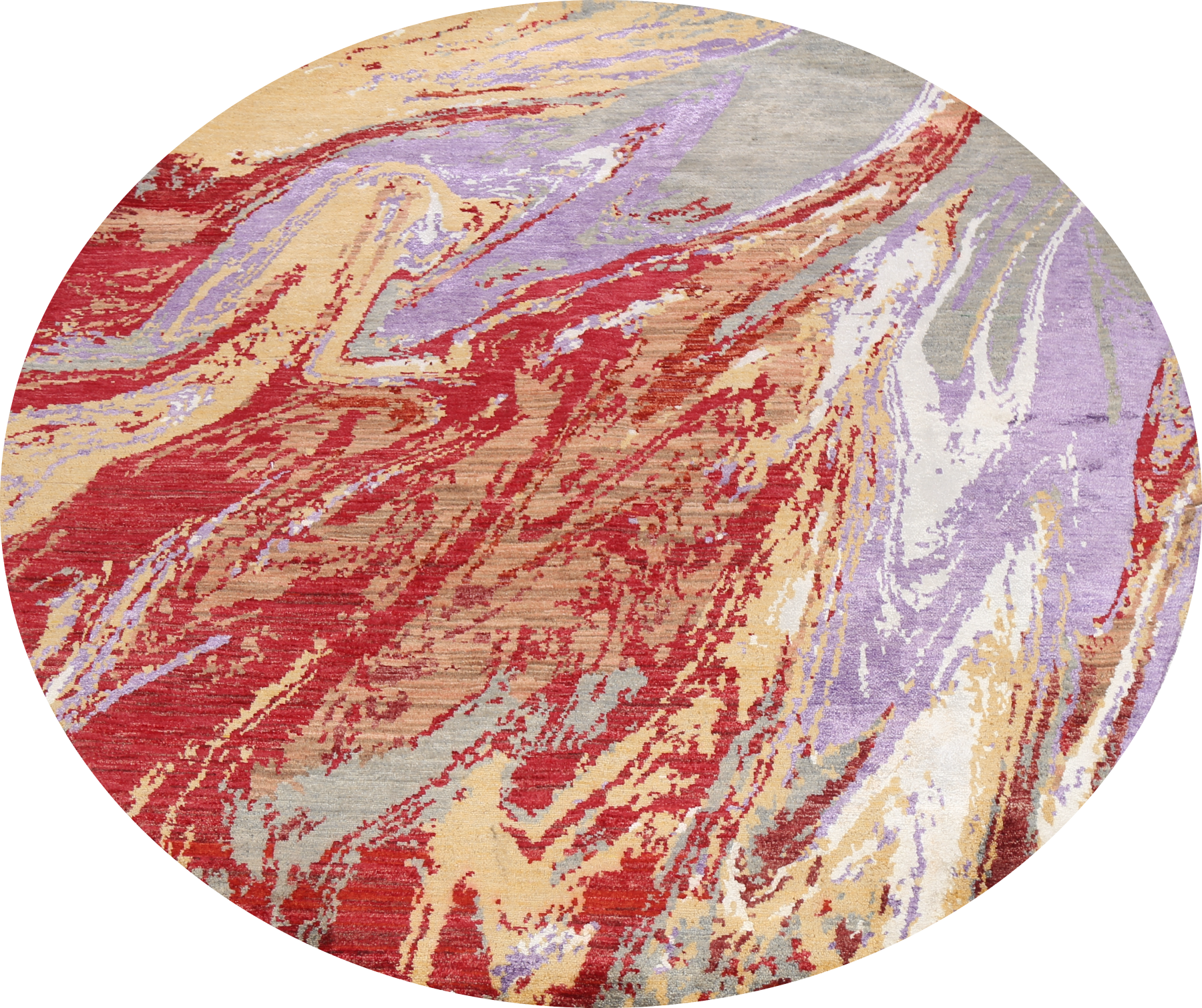 Round Vegetable Dye Abstract Oriental Area Rug 6x6