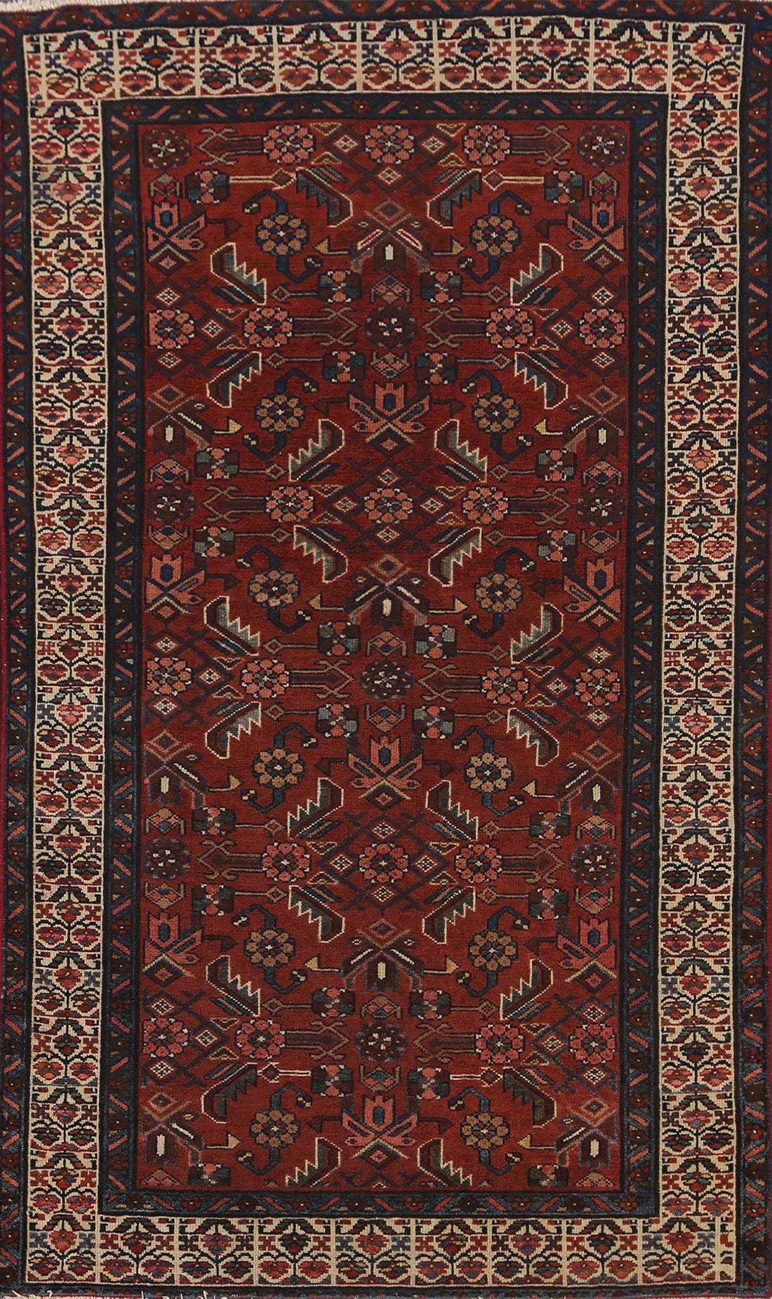 Antique 100% Vegetable Dye Bakhtiari Persian Area Rug 4x7