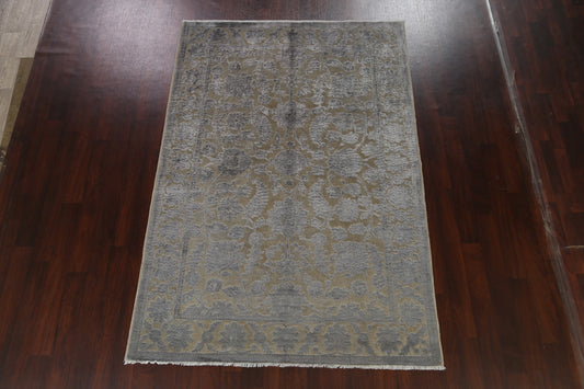 Vegetable Dye Carved Beige Oushak Chobi Oriental Area Rug 6x9