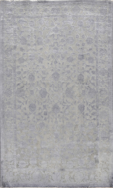 Vegetable Dye Carved Grey Oushak Chobi Oriental Area Rug 5x8