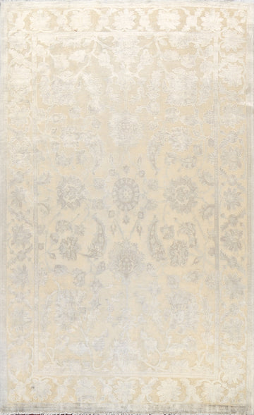 Vegetable Dye Carved Beige Chobi Oriental Area Rug 6x10