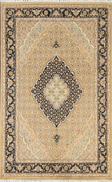 Vegetable Dye Geometric Tabriz Mahi Oriental Area Rug 4x6