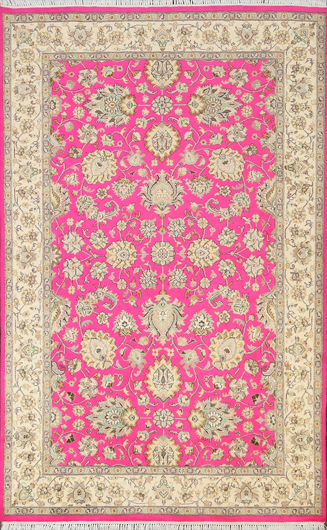 Vegetable Dye Floral Tabriz Oriental Area Rug 5x7