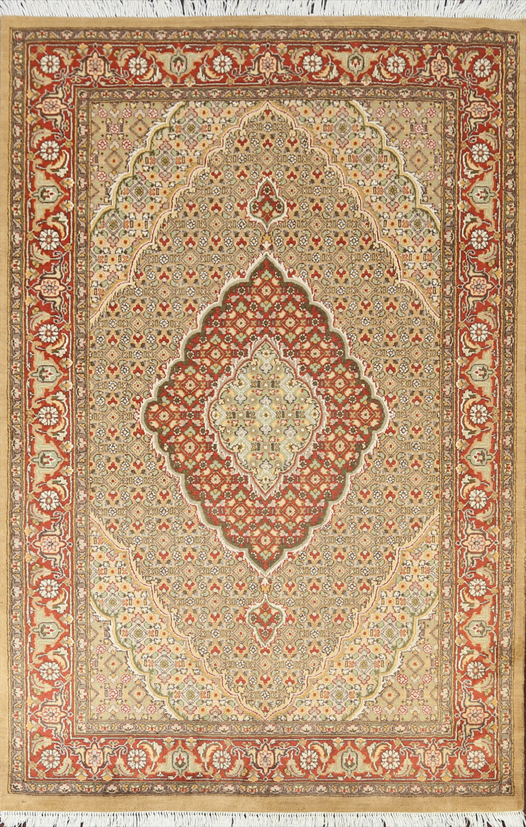 Vegetable Dye Geometric Tabriz Mahi Oriental Area Rug 4x6