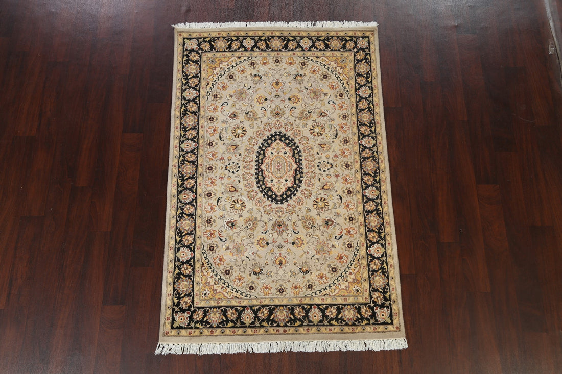 Vegetable Dye Floral Tabriz Oriental Area Rug 4x6