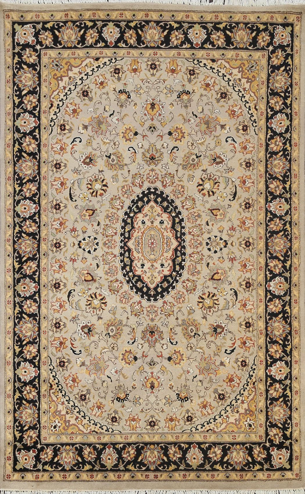 Vegetable Dye Floral Tabriz Oriental Area Rug 4x6