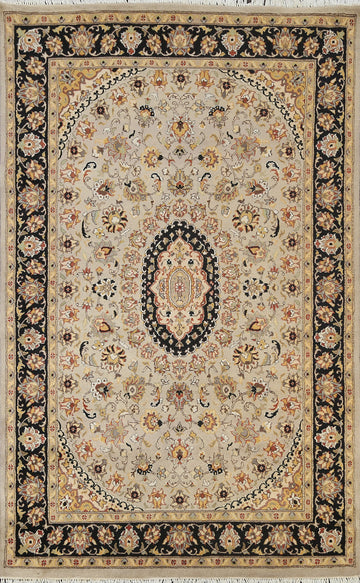 Vegetable Dye Floral Tabriz Oriental Area Rug 4x6