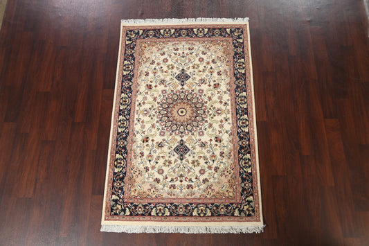 Vegetable Dye Floral Tabriz Oriental Area Rug 4x7