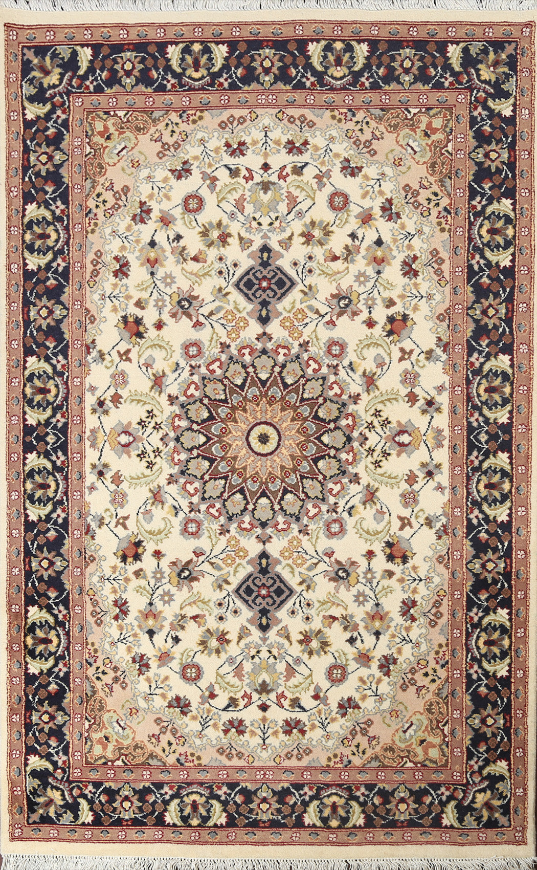 Vegetable Dye Floral Tabriz Oriental Area Rug 4x7