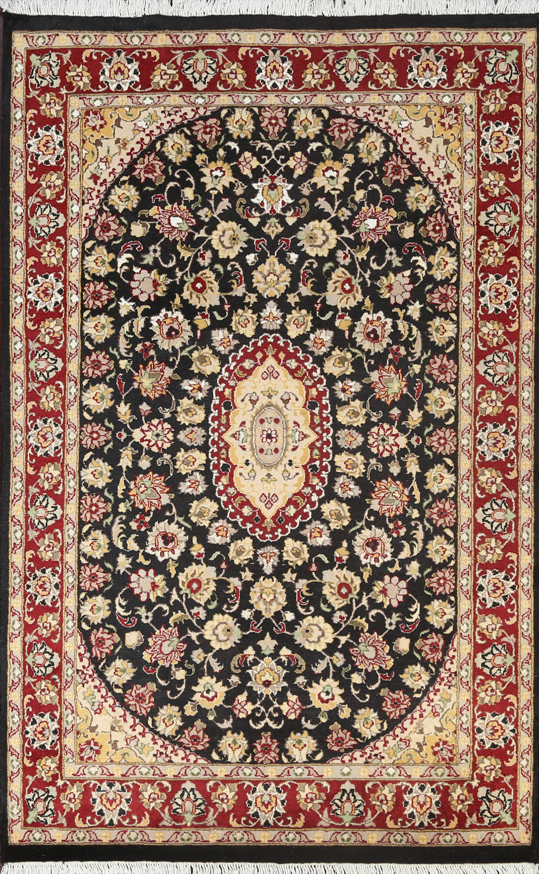 Vegetable Dye Floral Tabriz Oriental Area Rug 4x6