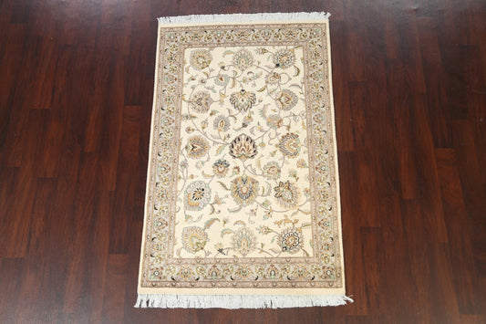 Vegetable Dye Floral Tabriz Oriental Area Rug 4x6