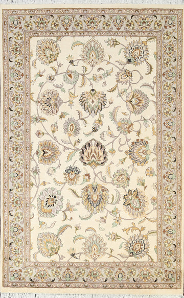 Vegetable Dye Floral Tabriz Oriental Area Rug 4x6