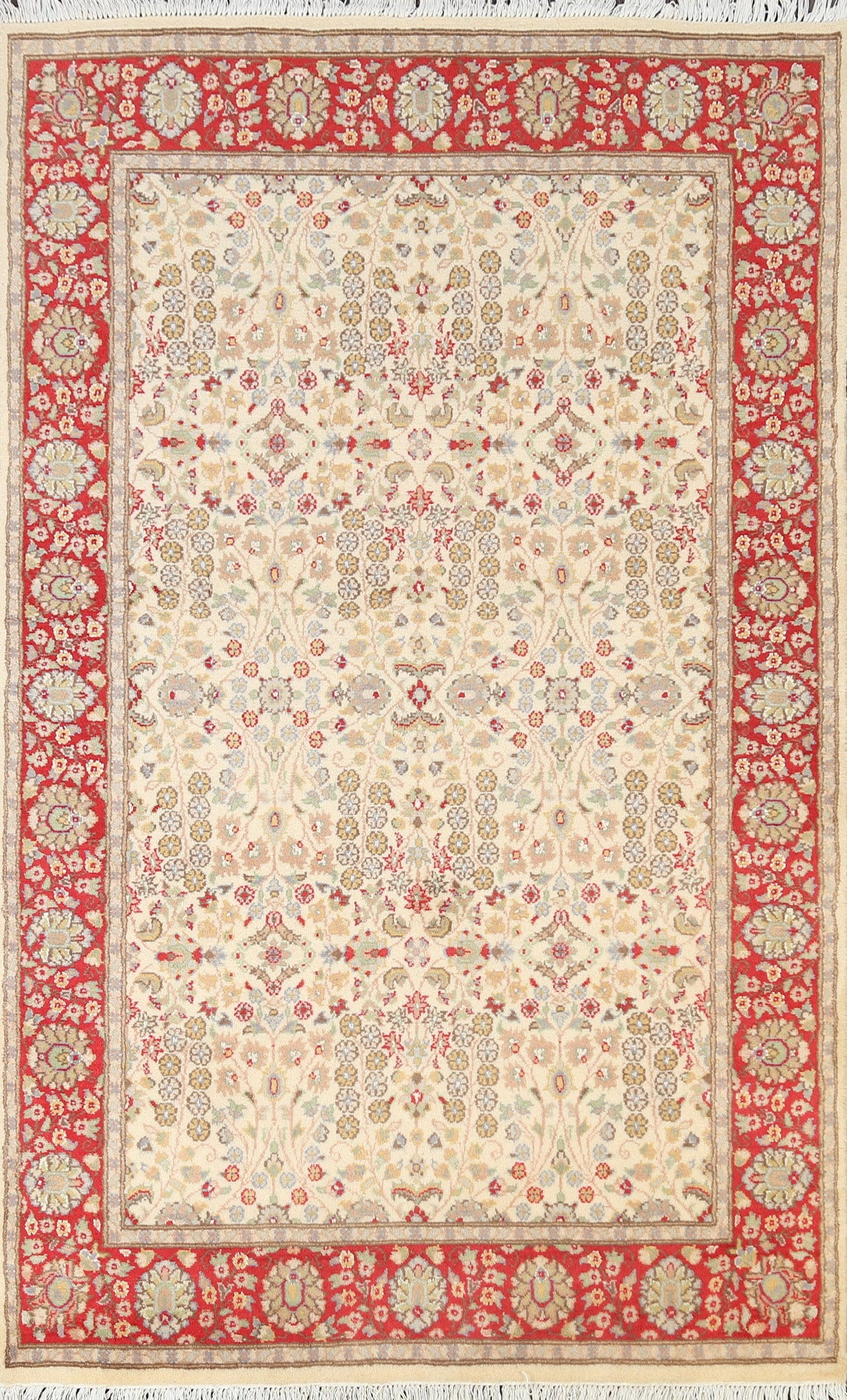 Vegetable Dye Floral Tabriz Oriental Area Rug 4x6