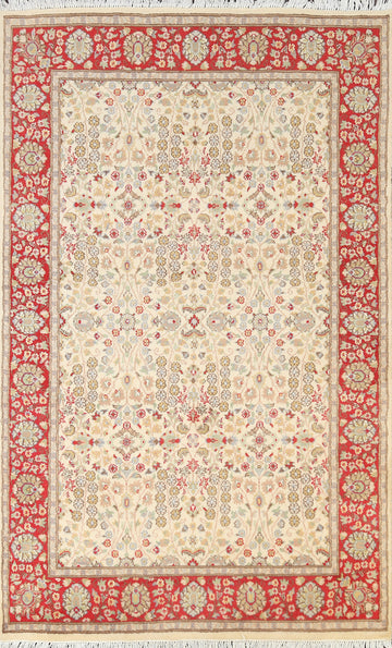 Vegetable Dye Floral Tabriz Oriental Area Rug 4x6