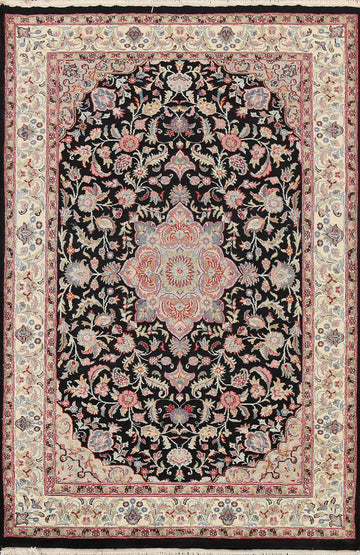 Vegetable Dye Floral Tabriz Oriental Area Rug 4x6