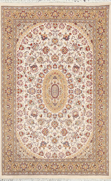 Vegetable Dye Floral Tabriz Oriental Area Rug 4x6