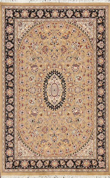 Vegetable Dye Floral Tabriz Oriental Area Rug 4x6