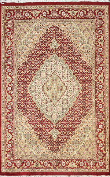 Vegetable Dye Tabriz Mahi Oriental Area Rug 4x6