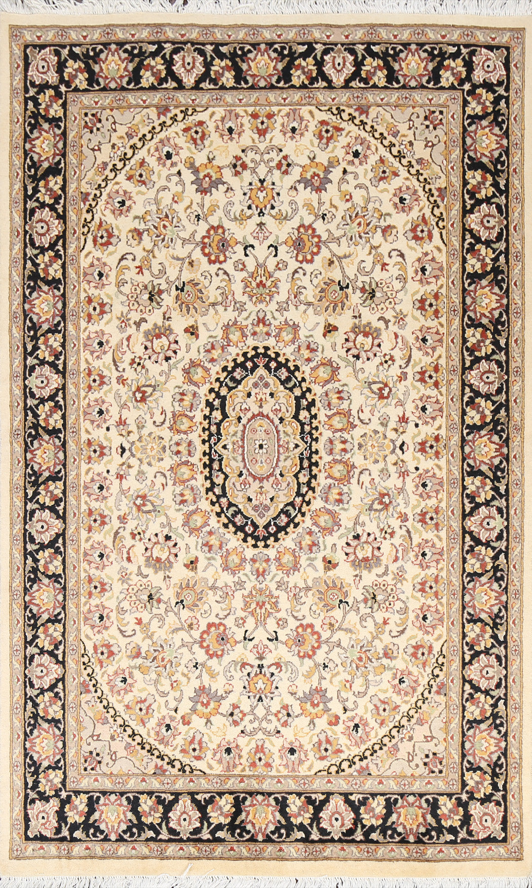 Vegetable Dye Floral Tabriz Oriental Area Rug 4x6