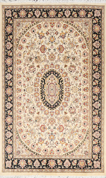 Vegetable Dye Floral Tabriz Oriental Area Rug 4x6