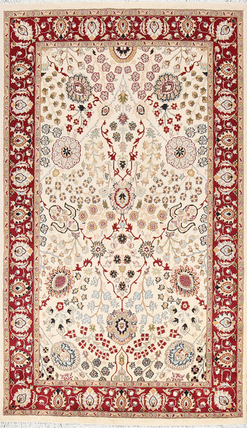 Vegetable Dye Floral Tabriz Oriental Area Rug 5x7