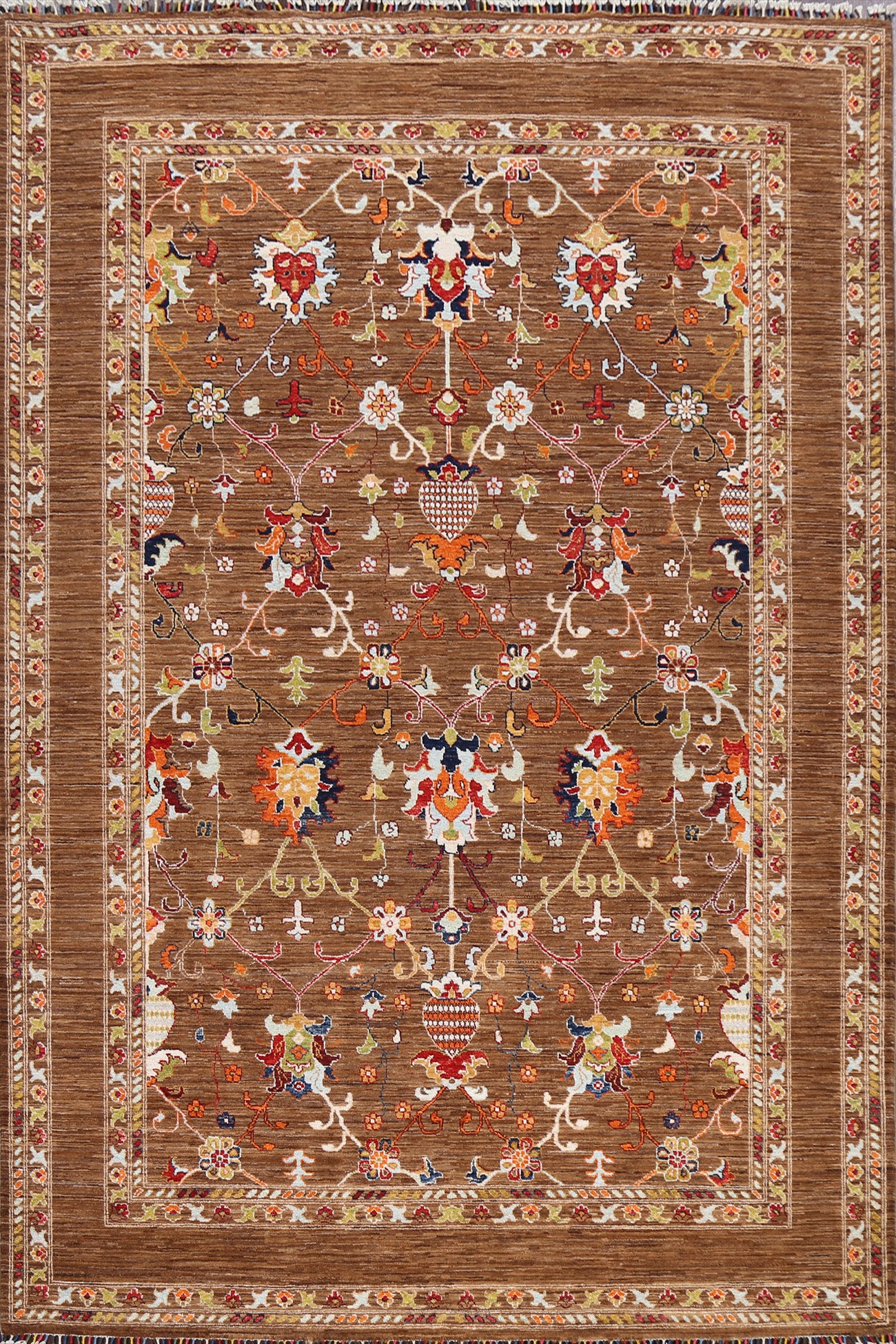 100% Vegetable Dye Floral Ziegler Oriental Area Rug 7x9