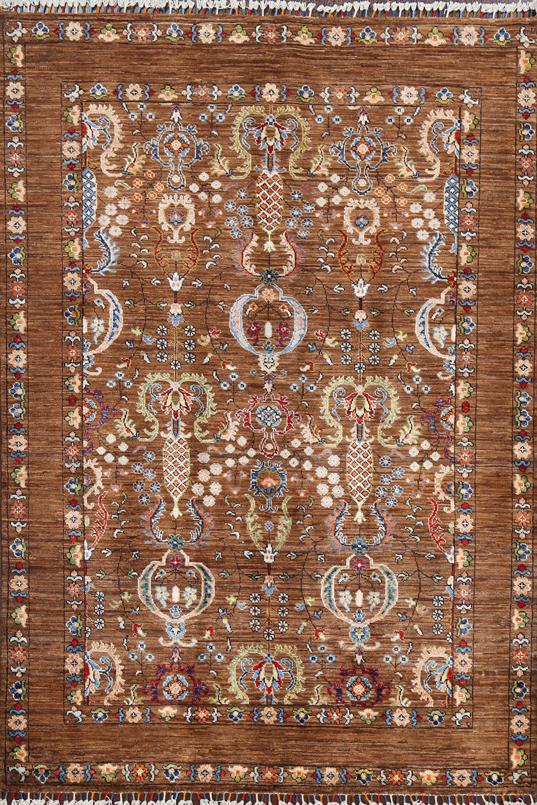100% Vegetable Dye Floral Ziegler Oriental Area Rug 5x7