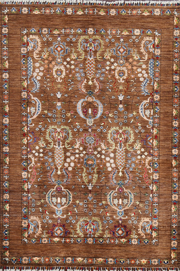 100% Vegetable Dye Floral Ziegler Oriental Area Rug 5x7