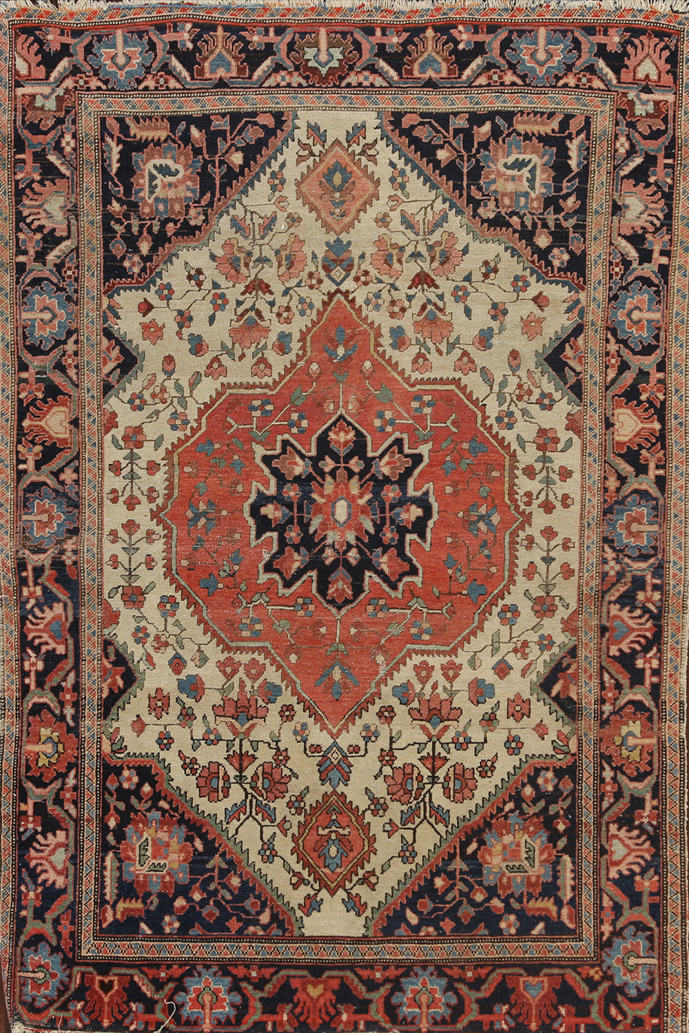 Pre-1900 Antique Vegetable Dye Sarouk Farahan Persian Area Rug 4x5