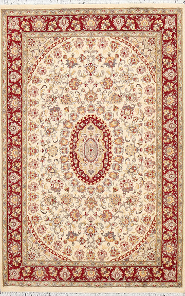 100% Vegetable Dye Tabriz Silk/ Wool Area Rug 4x6