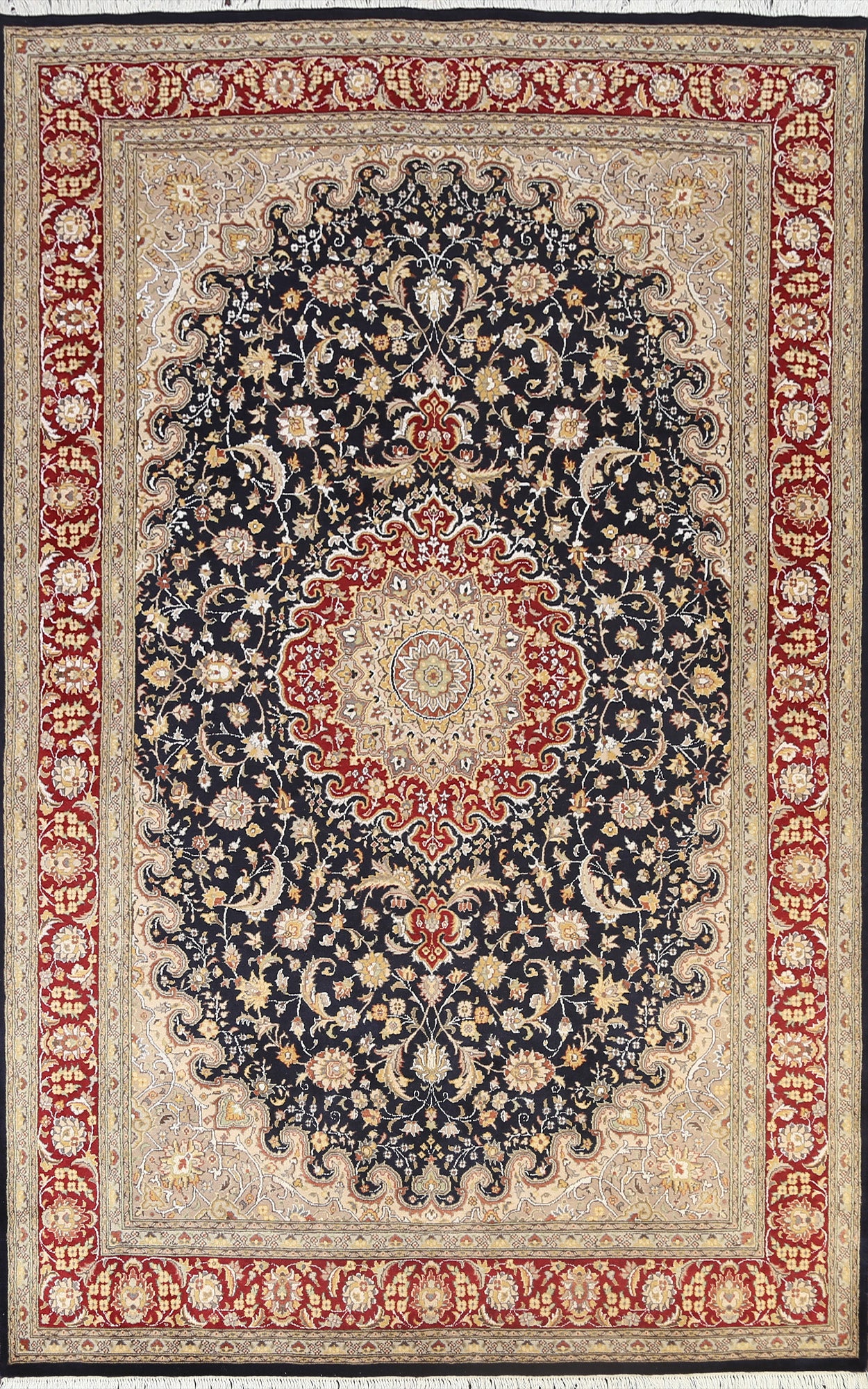 Vegetable Dye Floral Tabriz Oriental Area Rug 6x9