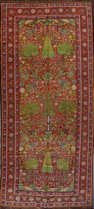 Antique Vegetable Dye Bakhtiari Shalamzar Persian Area Rug 7x15