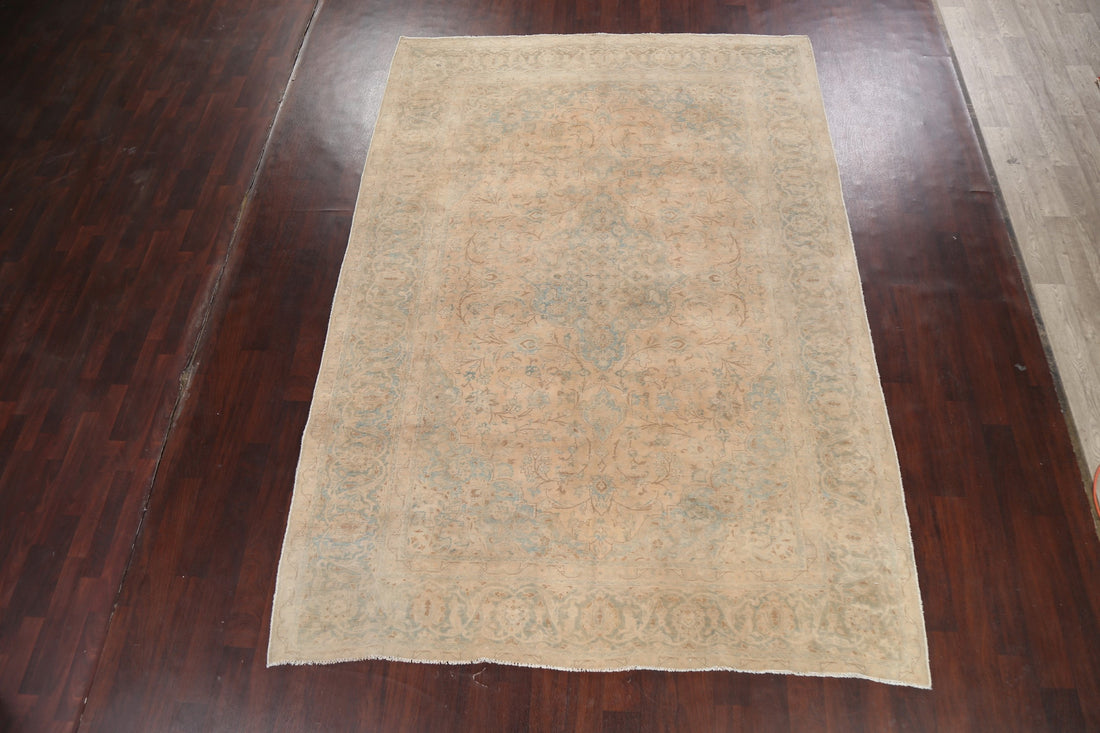 Floral Distressed Kashan Persian Area Rug 8x11