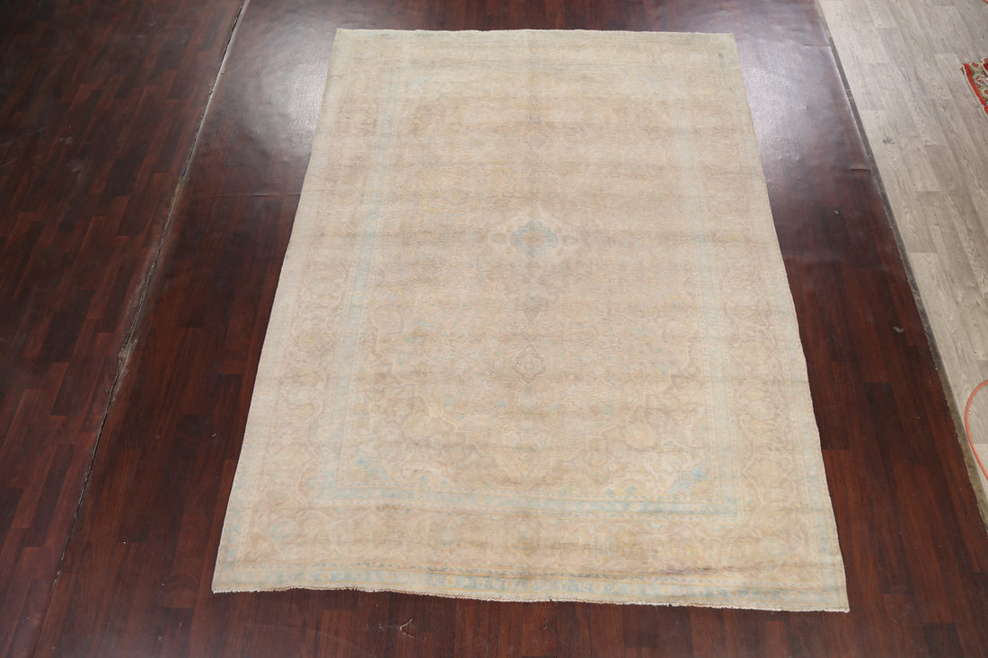 Floral Distressed Kashan Persian Area Rug 8x11