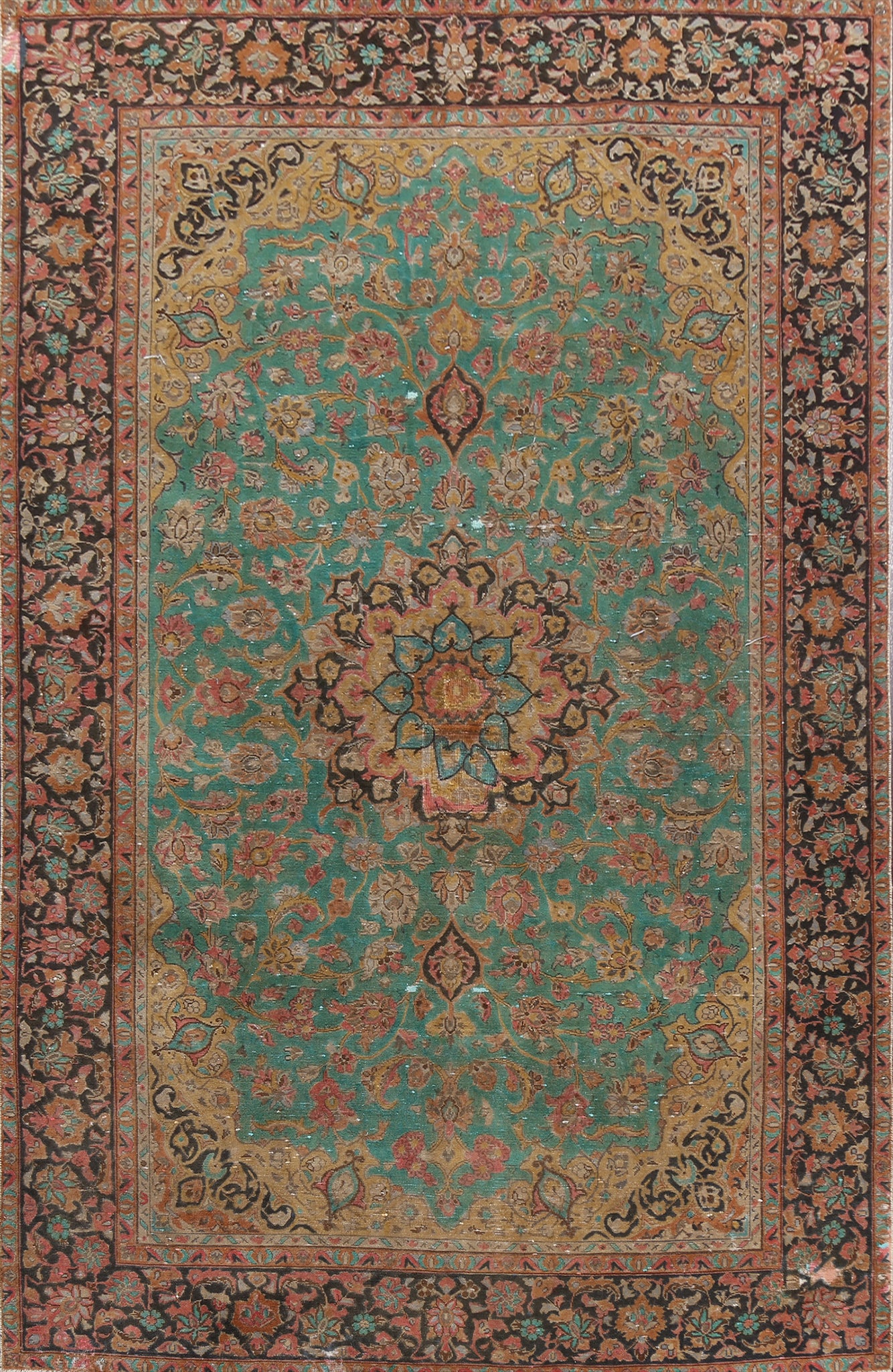 Floral Distressed Mashad Persian Area Rug 8x11