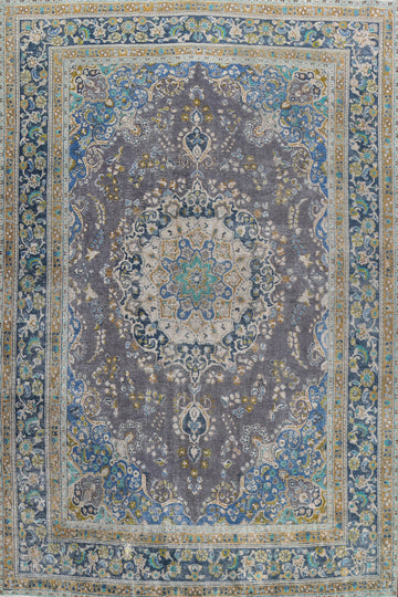 Traditional Distressed Mashad Persian Area Rug 10x13