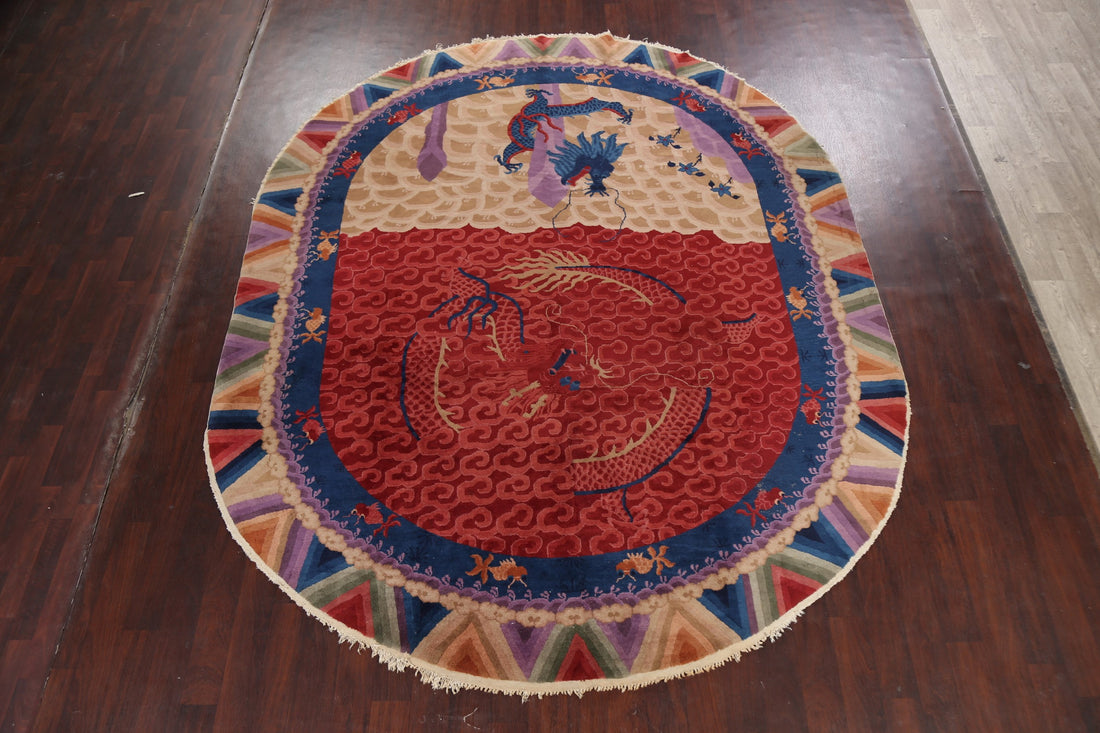 Antique 100% Vegetable Dye Art Deco Oriental Area Rug 9x11