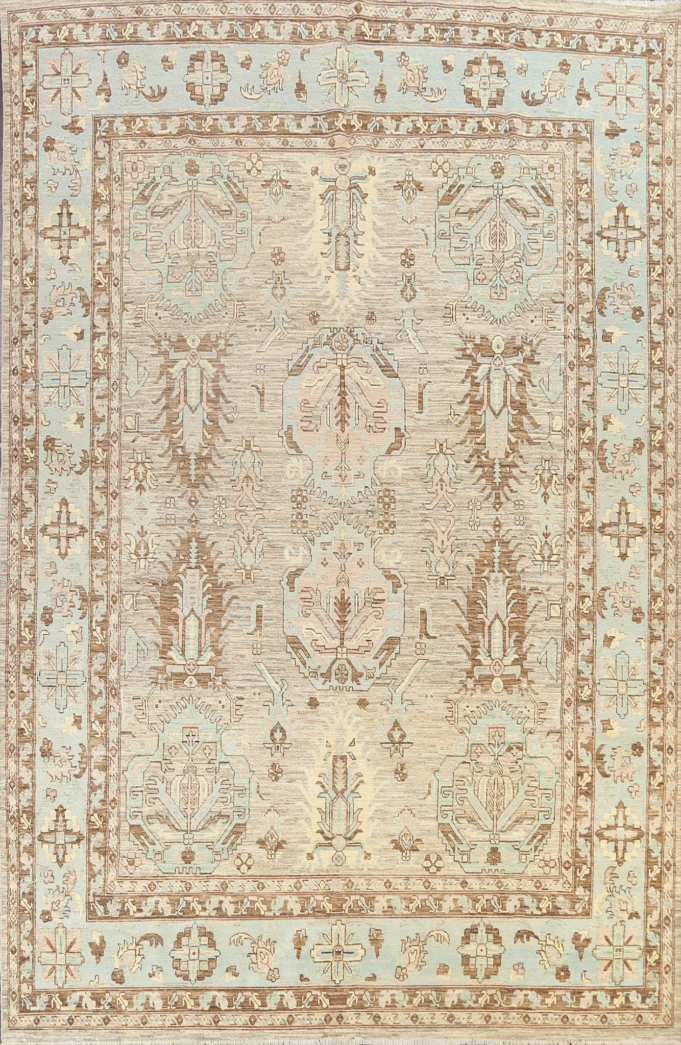 Vegetable Dye Geometric Ziegler Oriental Area Rug 9x12