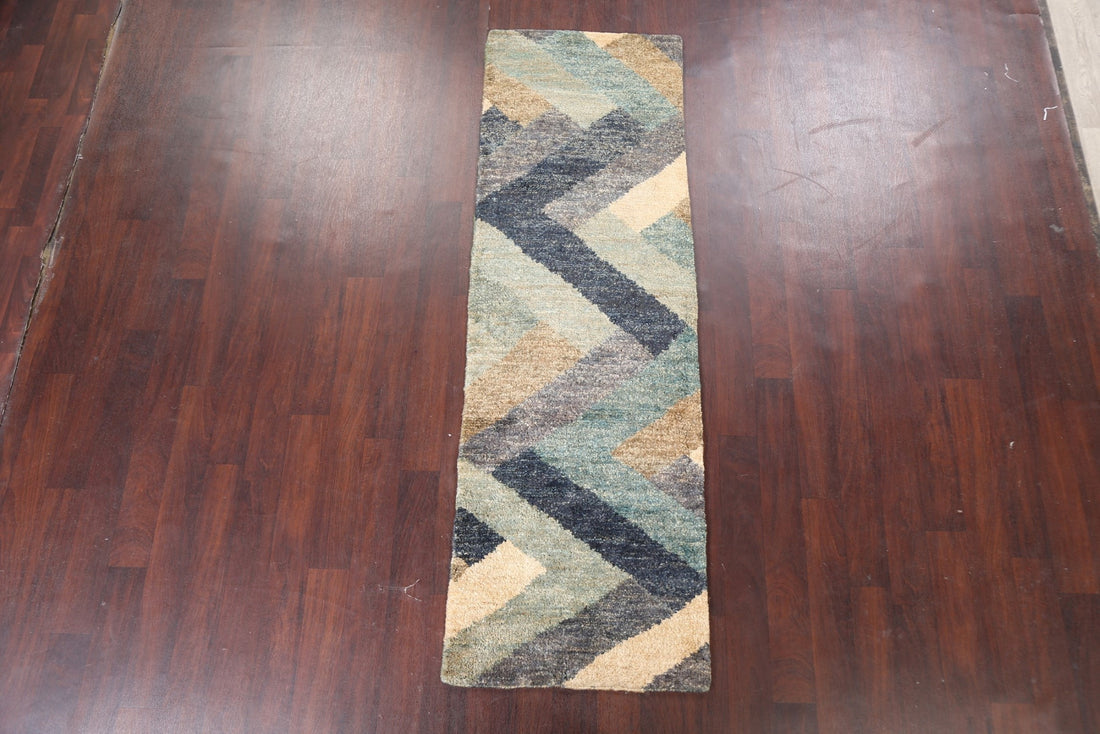 Chevron Style Moroccan Oriental Runner Rug 3x8