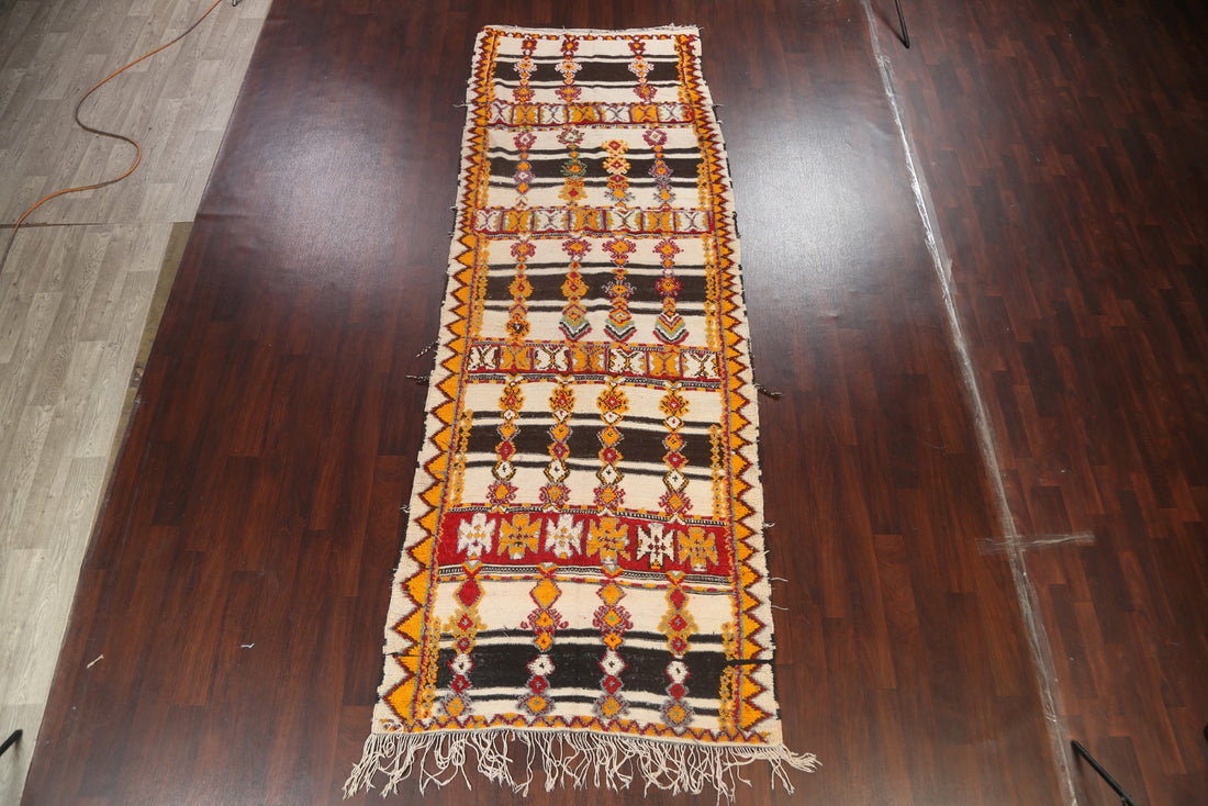 Antique Wool Moroccan Oriental Runner Rug 5x13