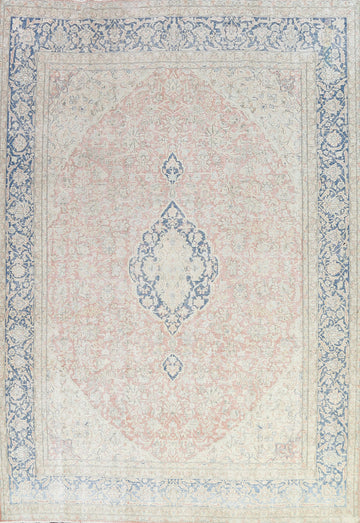 Muted Distressed Kerman Persian Area Rug 10x13
