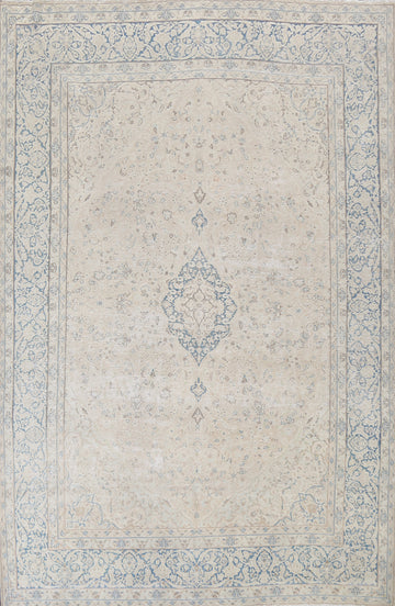 Muted Distressed Kerman Persian Area Rug 9x13