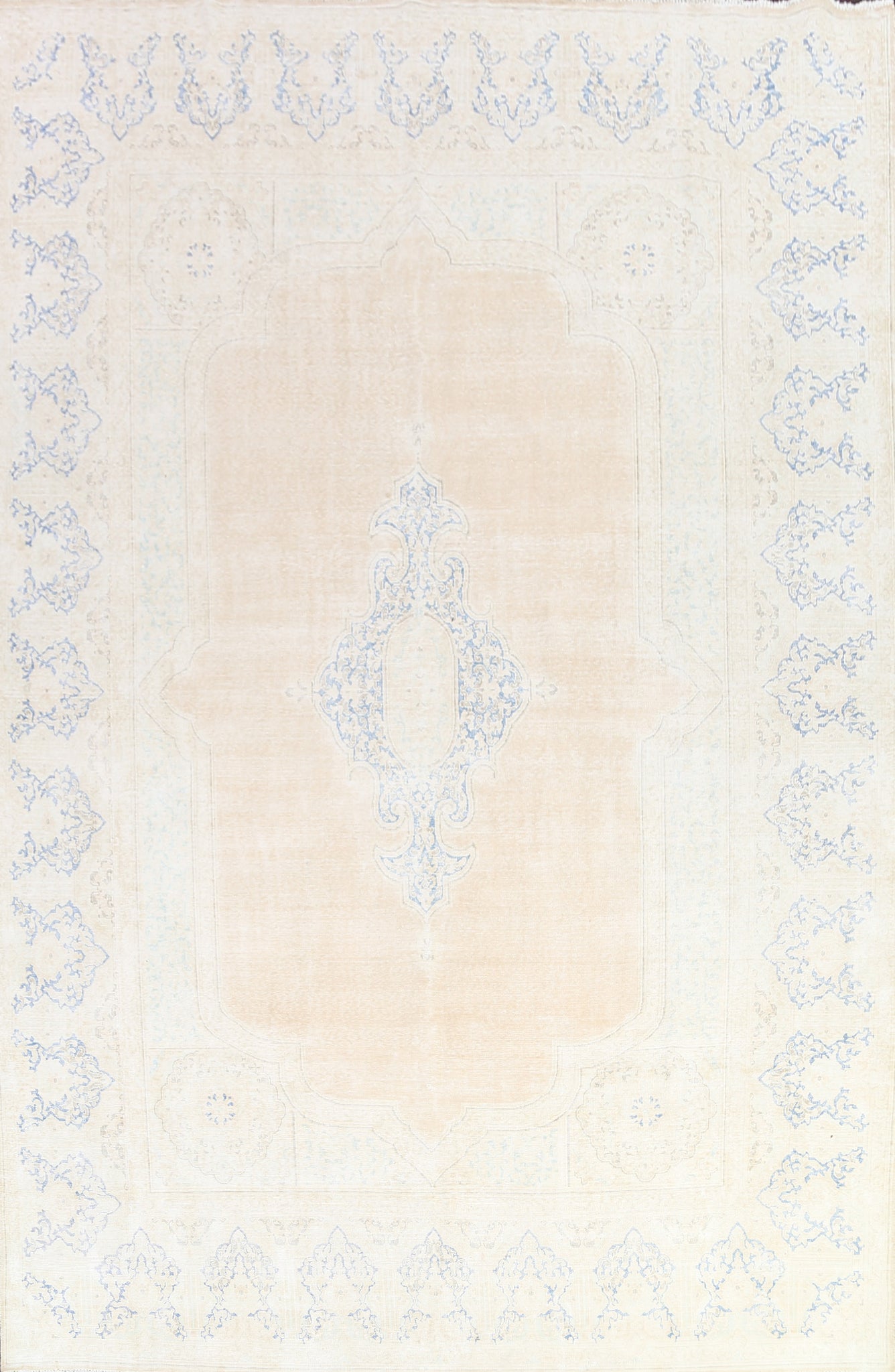 Muted Distressed Kerman Persian Area Rug 9x13