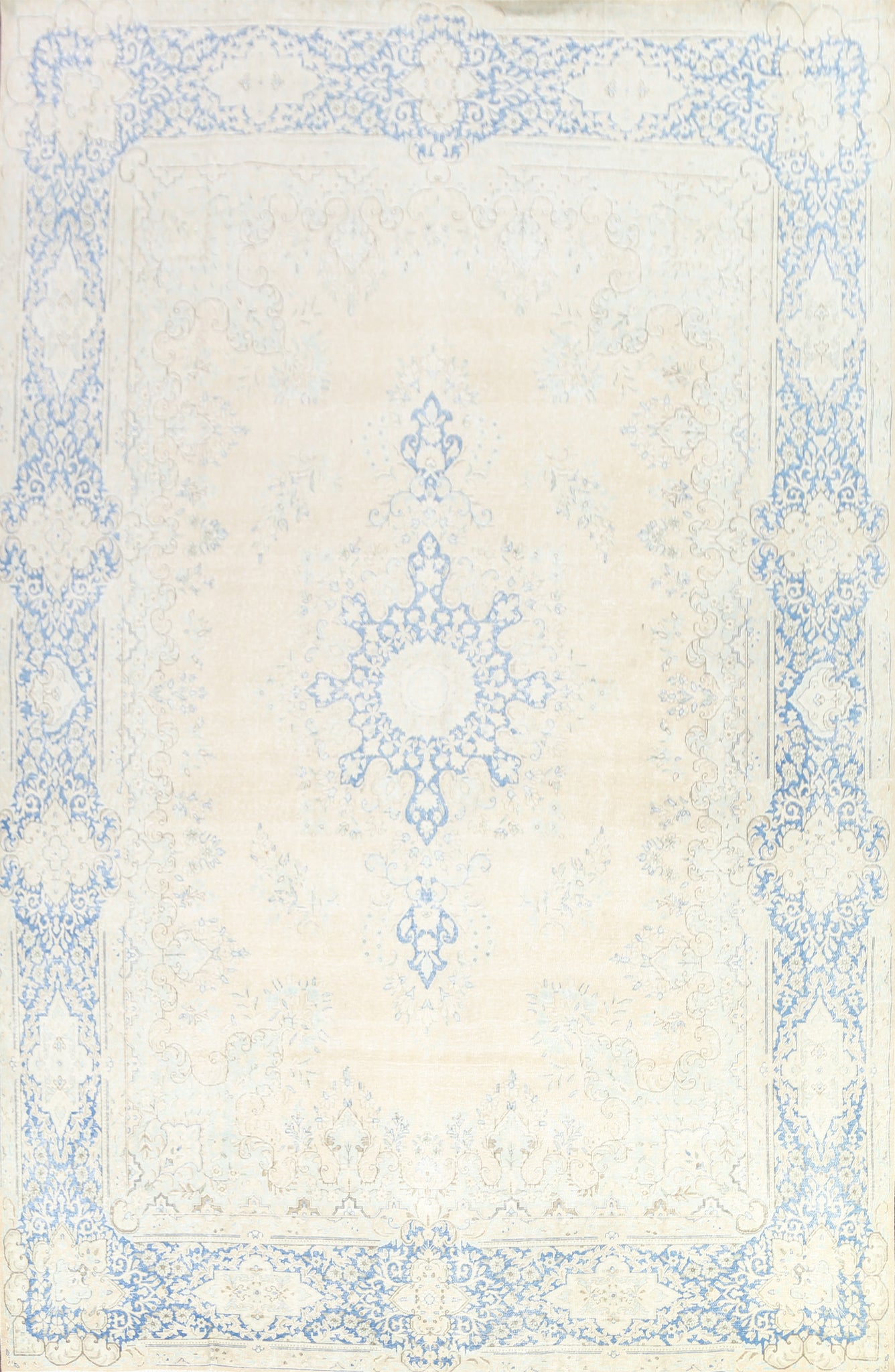 Muted Distressed Kerman Persian Area Rug 10x13